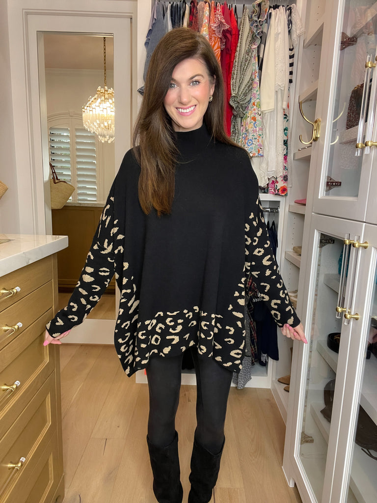 On the Way Up Leopard Mock Neck Sweater