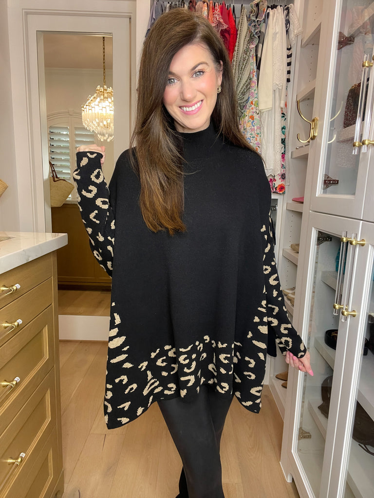On the Way Up Leopard Mock Neck Sweater