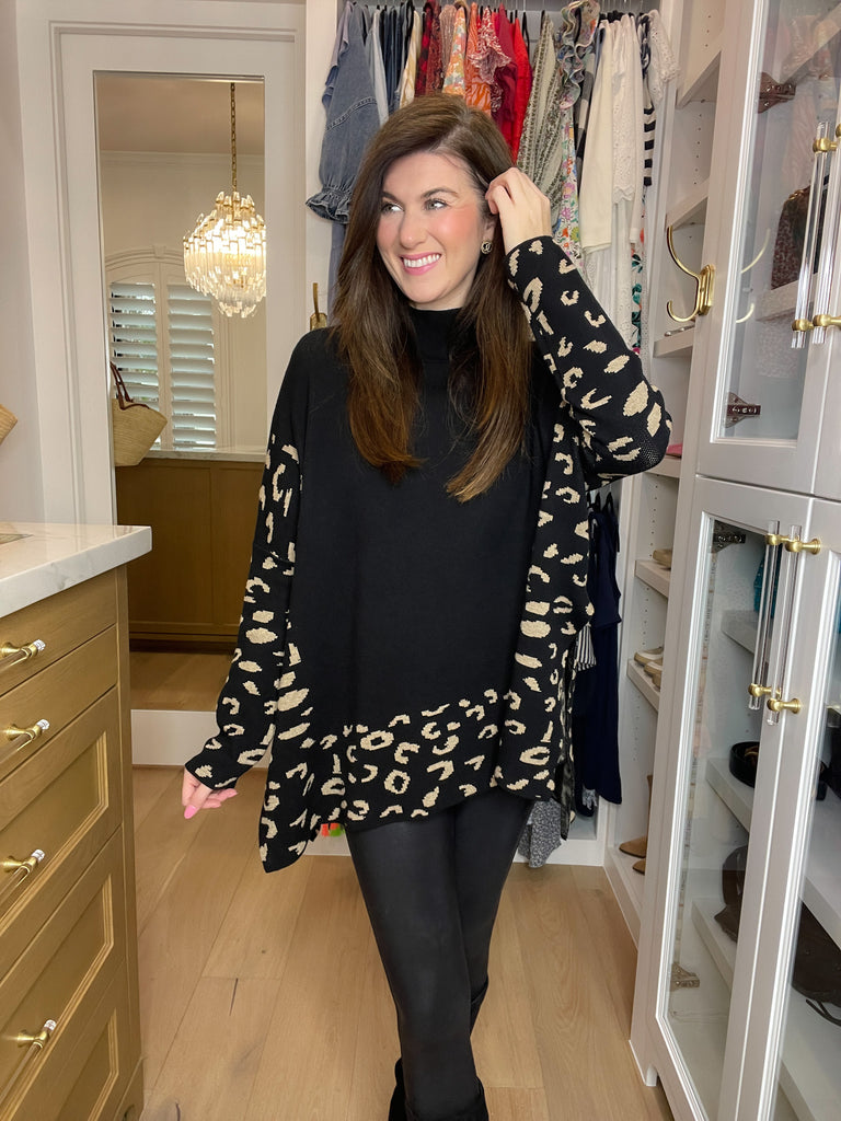 On the Way Up Leopard Mock Neck Sweater