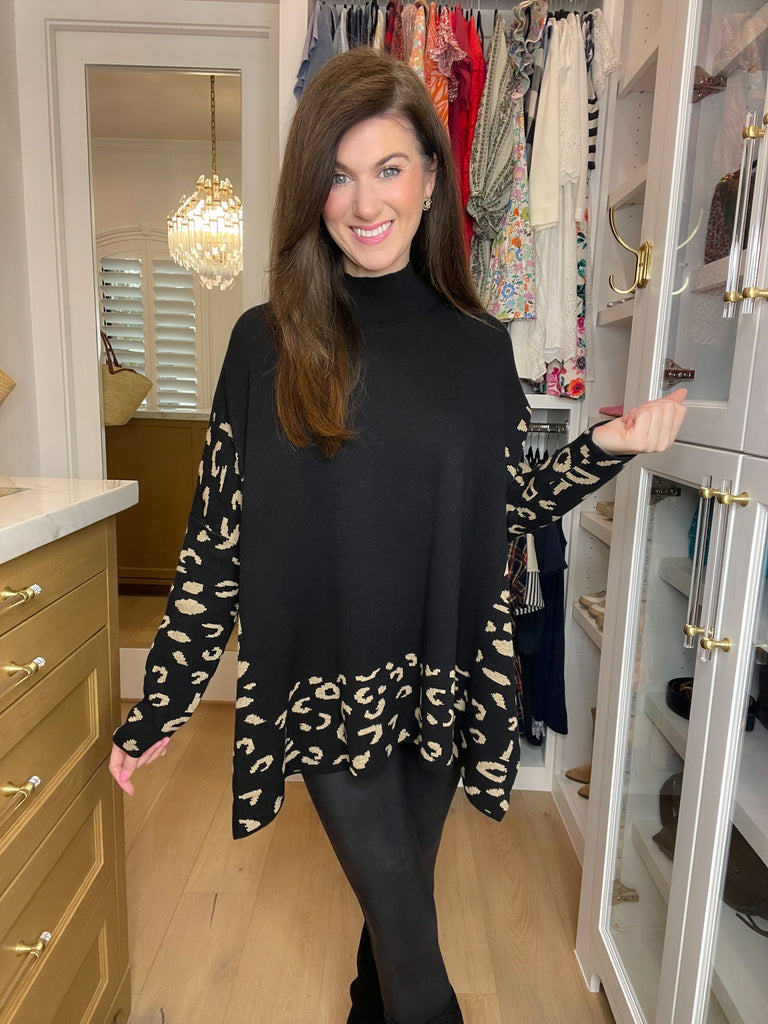 On the Way Up Leopard Mock Neck Sweater