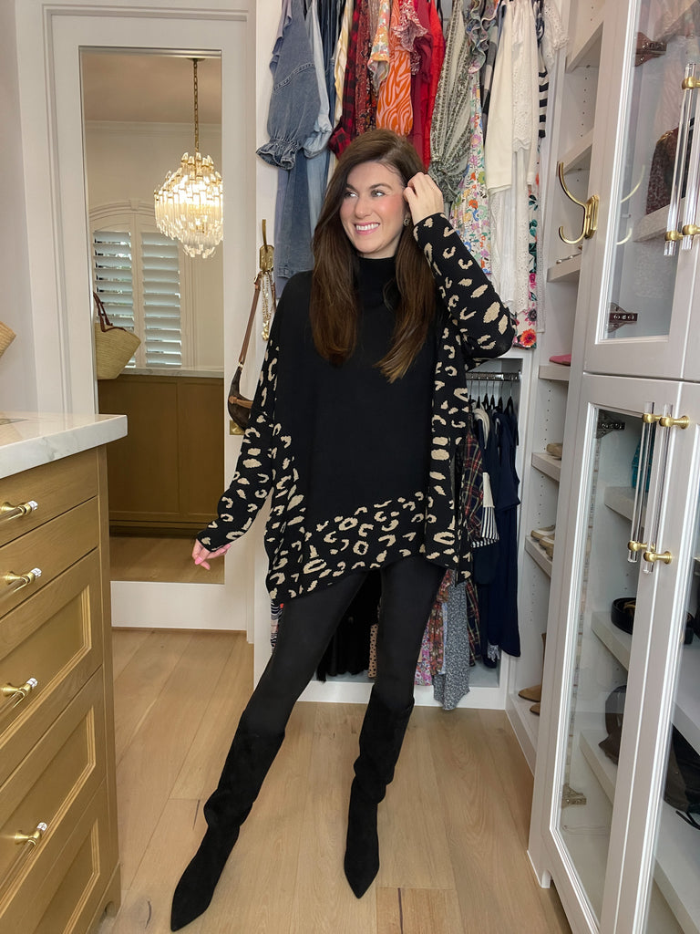 On the Way Up Leopard Mock Neck Sweater