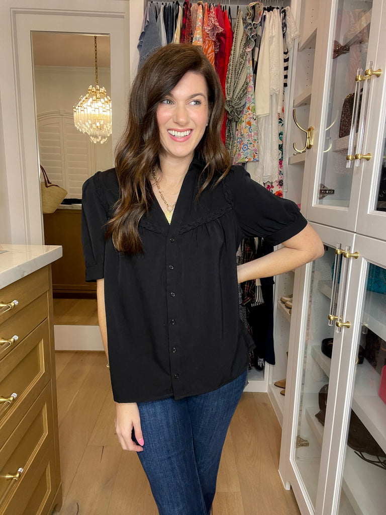 Noir Braided Button Down Top