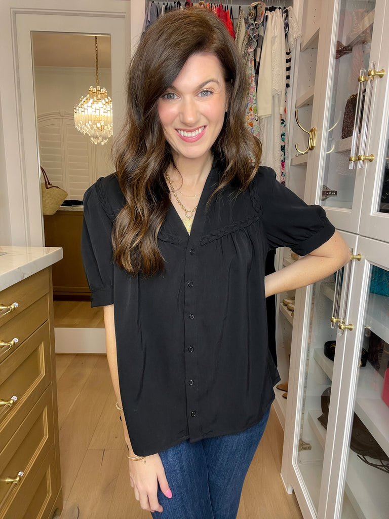 Noir Braided Button Down Top