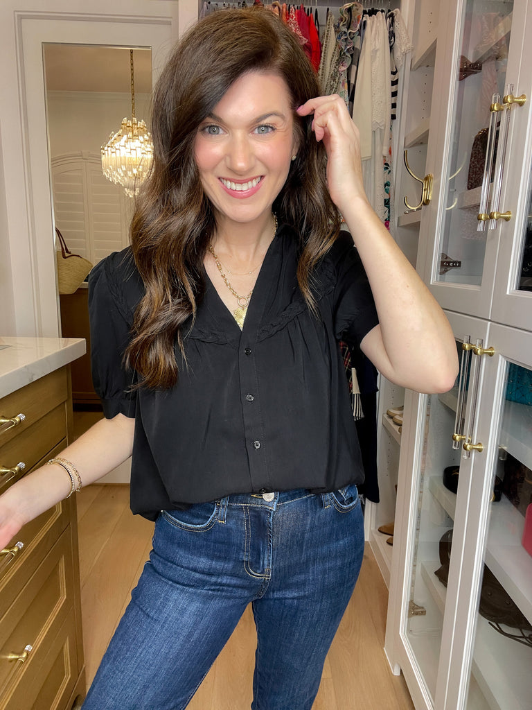 Noir Braided Button Down Top