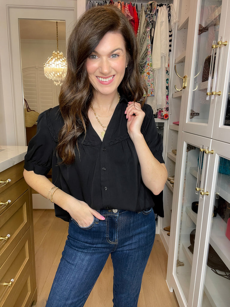 Noir Braided Button Down Top