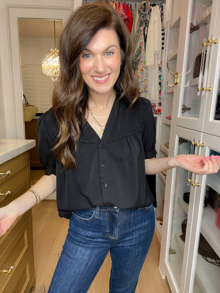 Noir Braided Button Down Top