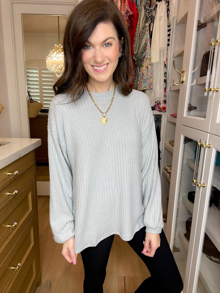 *BELLES & DOORBUSTER* Cloud Soft Ribbed Top in Pink and Gray *Final Sale*