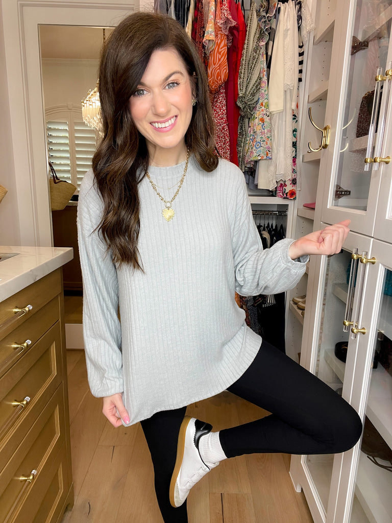 *BELLES & DOORBUSTER* Cloud Soft Ribbed Top in Pink and Gray *Final Sale*