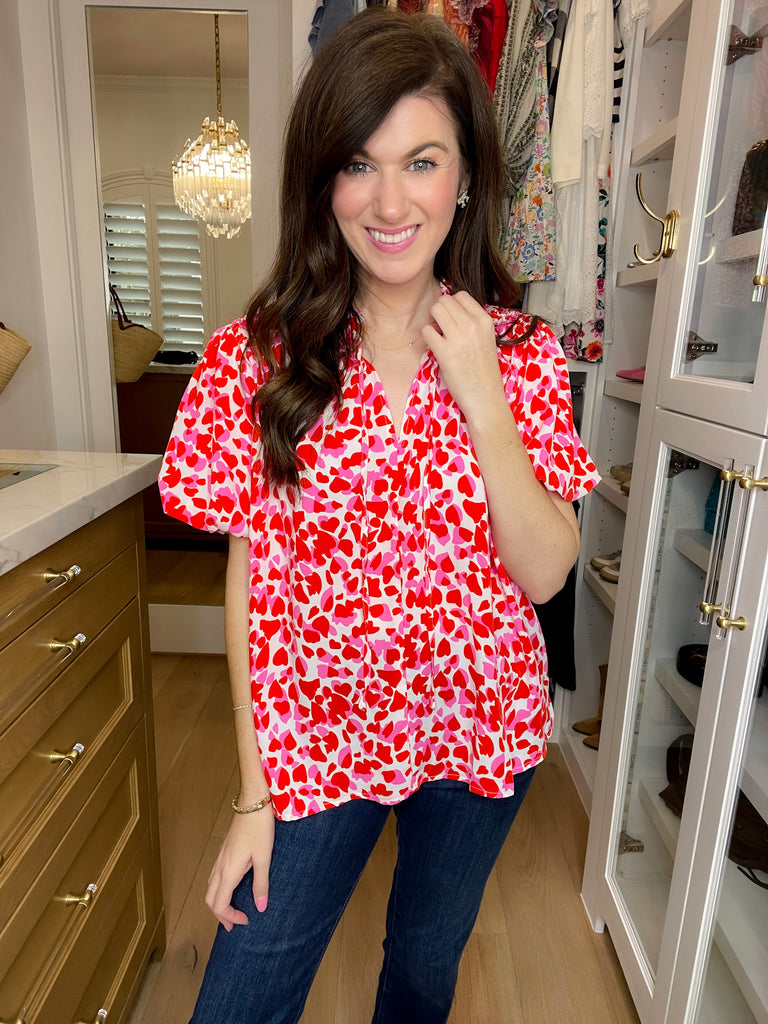 SALE! Sweetheart Pop Blouse in White *Final Sale*