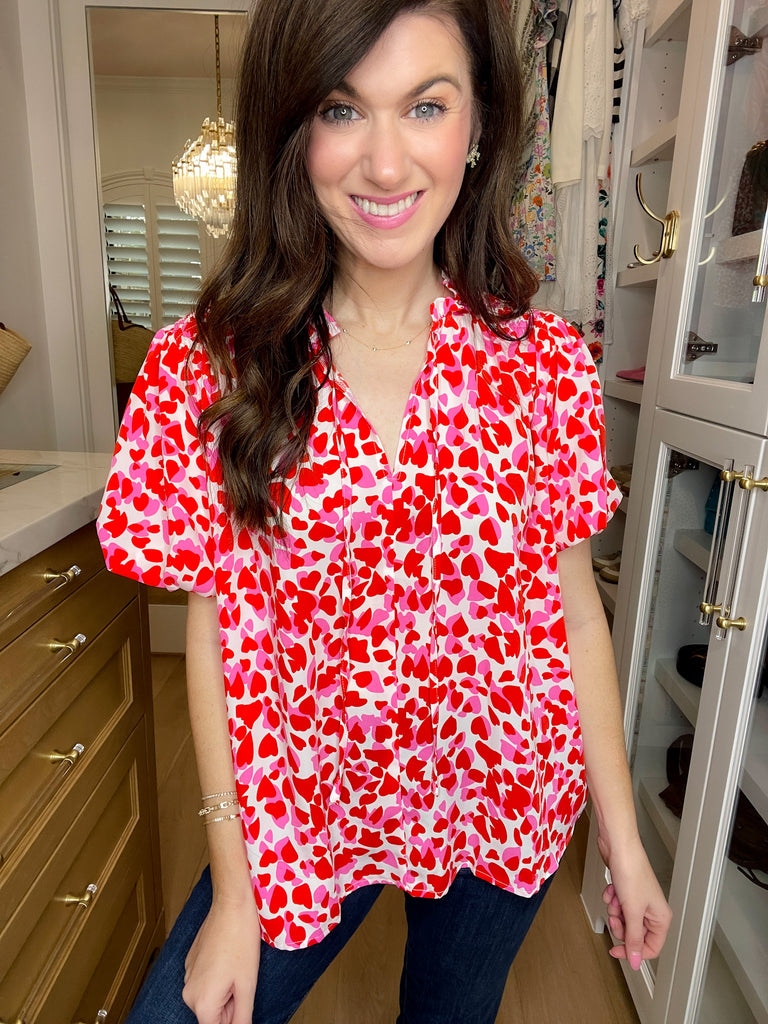 SALE! Sweetheart Pop Blouse in White *Final Sale*