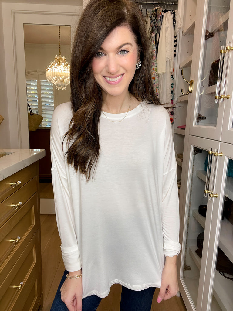*BELLES & DOORBUSTER* Love to Layer Long Sleeve Tee in Off White *Final Sale*