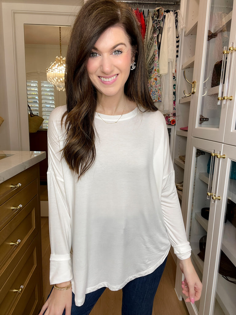 *BELLES & DOORBUSTER* Love to Layer Long Sleeve Tee in Off White *Final Sale*