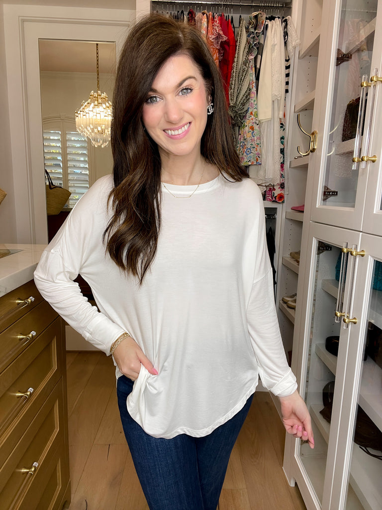 *BELLES & DOORBUSTER* Love to Layer Long Sleeve Tee in Off White *Final Sale*