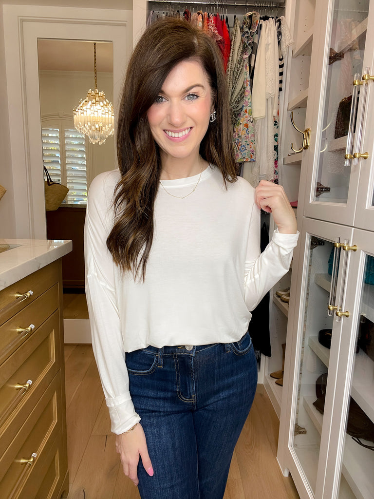 *BELLES & DOORBUSTER* Love to Layer Long Sleeve Tee in Off White *Final Sale*