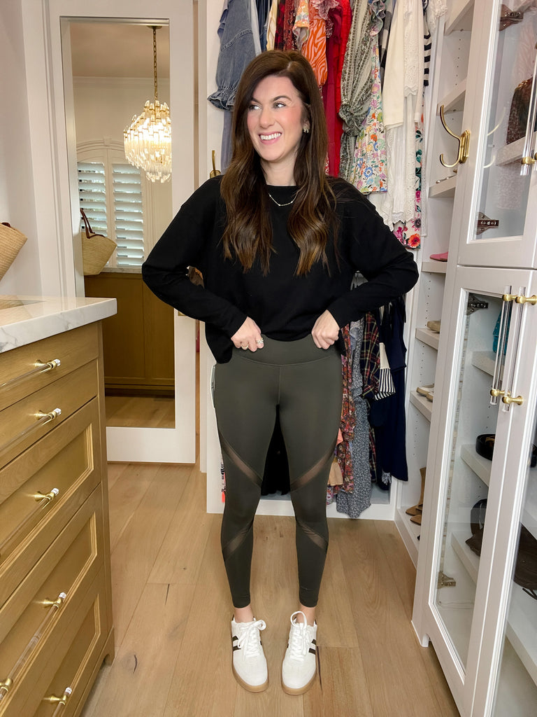 SALE! Mono B Ribbon Leggings in Olive *Final Sale*