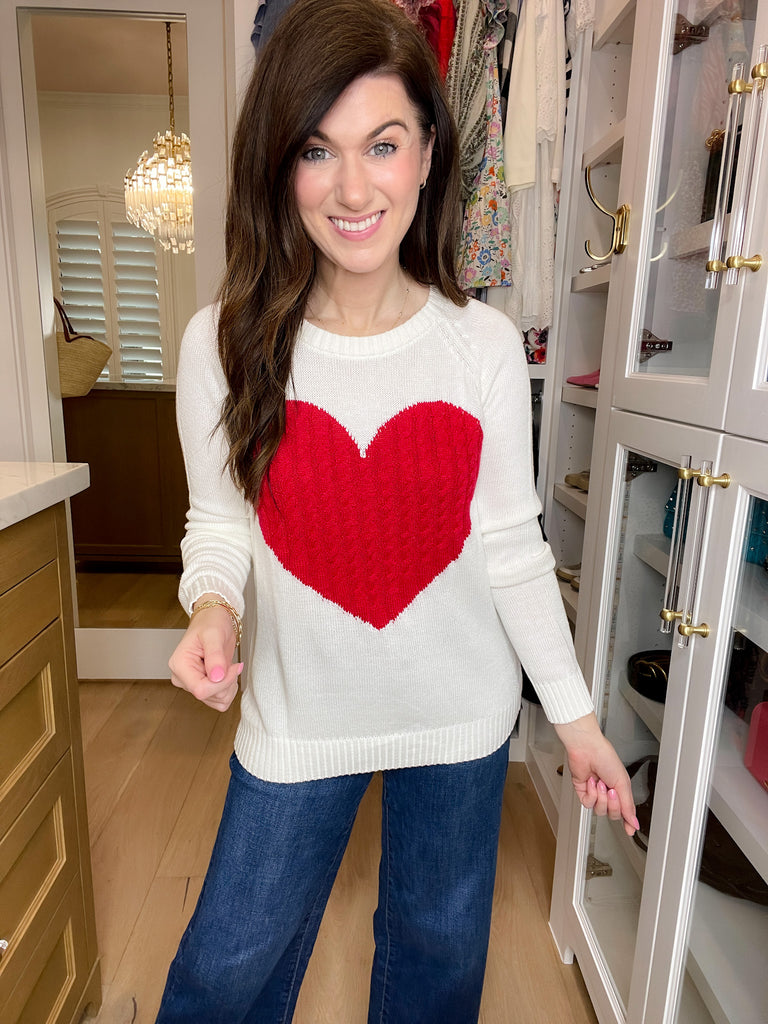 In My Heart Sweater in White/Red