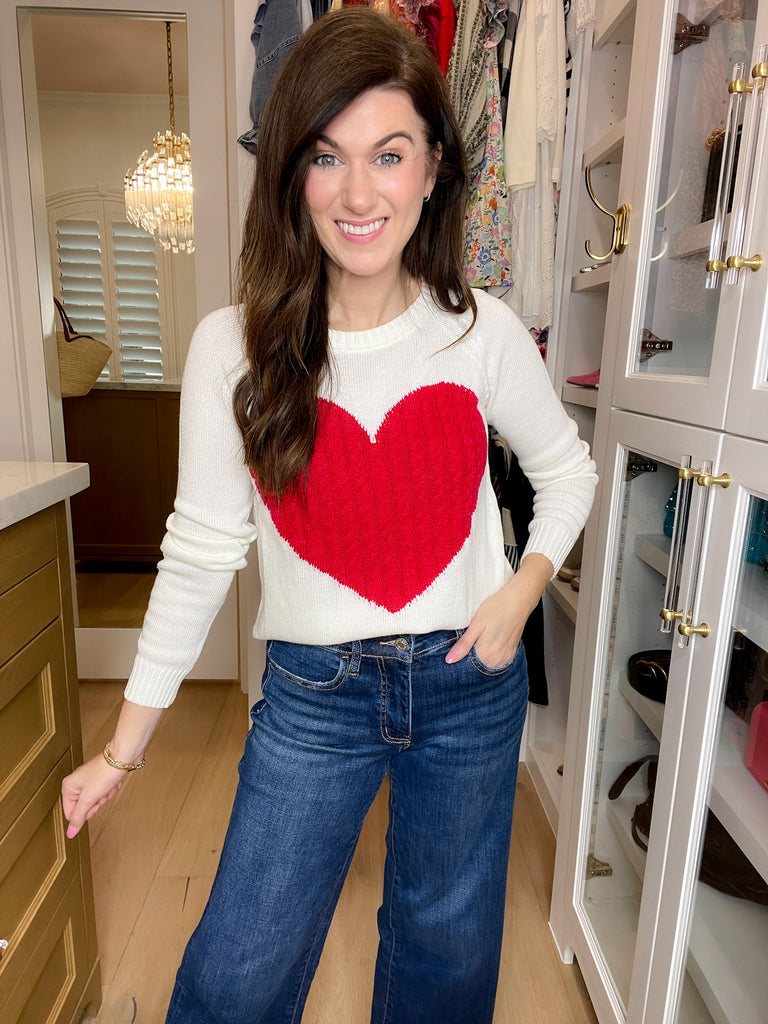 In My Heart Sweater in White/Red