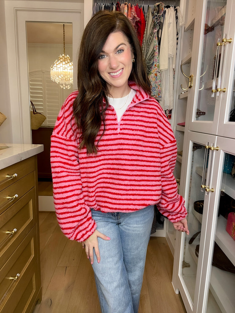 Sweetheart Stripe Fleece Pullover