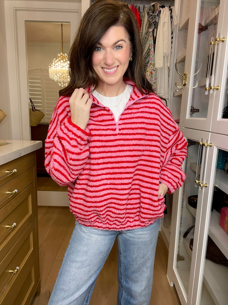 Sweetheart Stripe Fleece Pullover