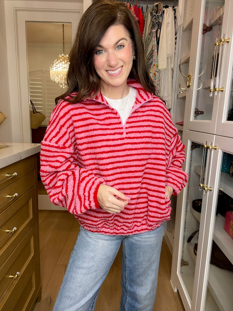 Sweetheart Stripe Fleece Pullover