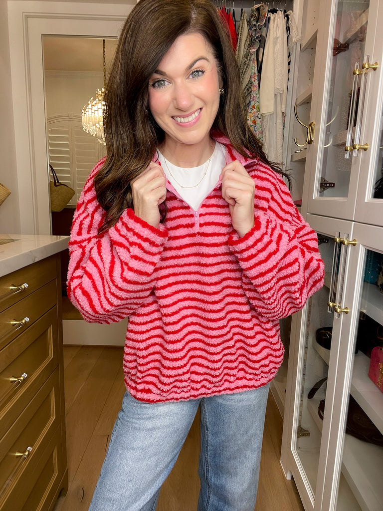 Sweetheart Stripe Fleece Pullover