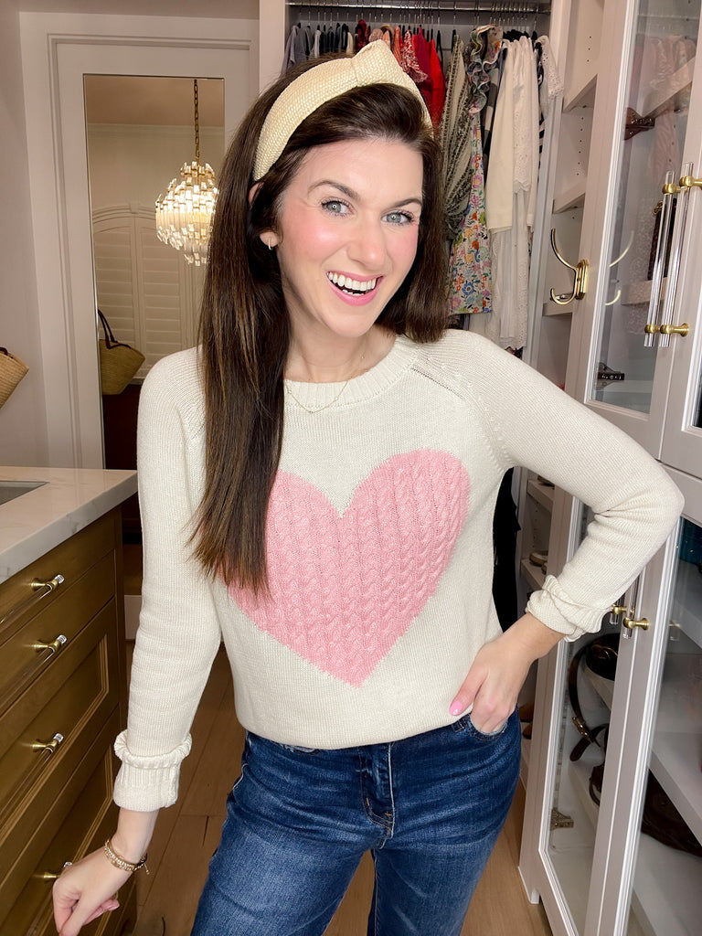 In My Heart Sweater in Oatmeal/Pink