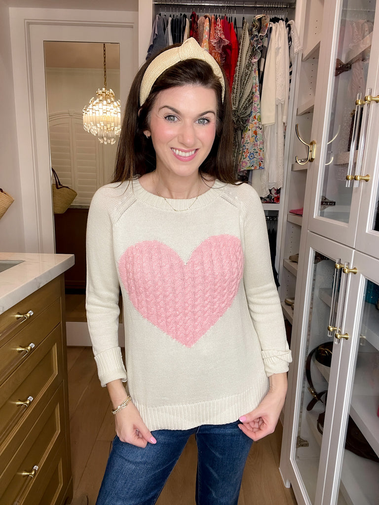 In My Heart Sweater in Oatmeal/Pink