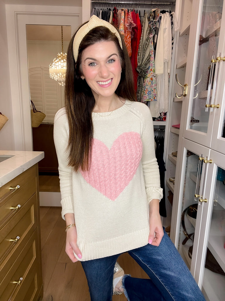 In My Heart Sweater in Oatmeal/Pink