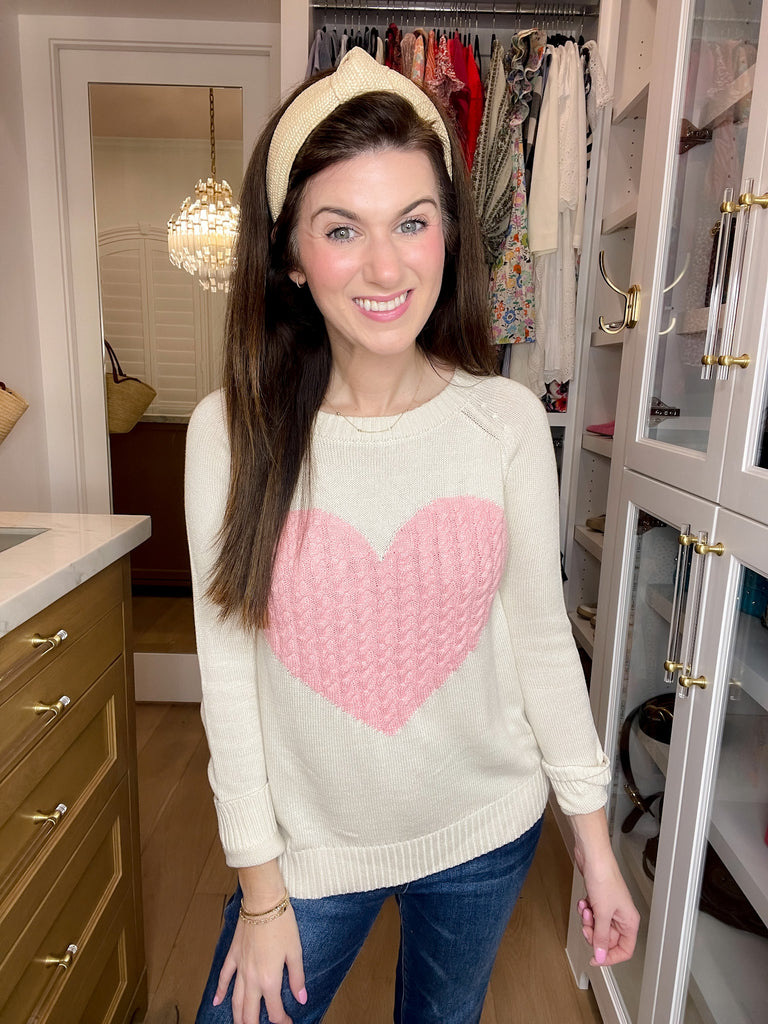 In My Heart Sweater in Oatmeal/Pink
