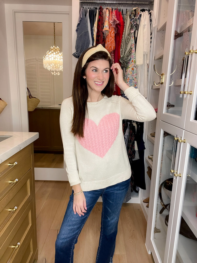 In My Heart Sweater in Oatmeal/Pink