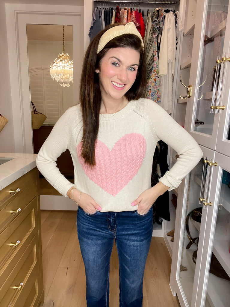 In My Heart Sweater in Oatmeal/Pink
