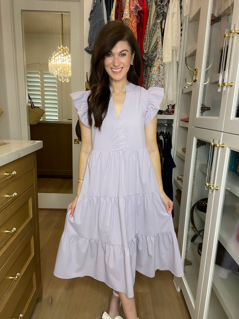 Poised and Pretty Midi Dress in Lavender
