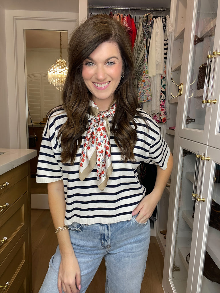 Running on Sunshine Cropped Knit Top in Navy