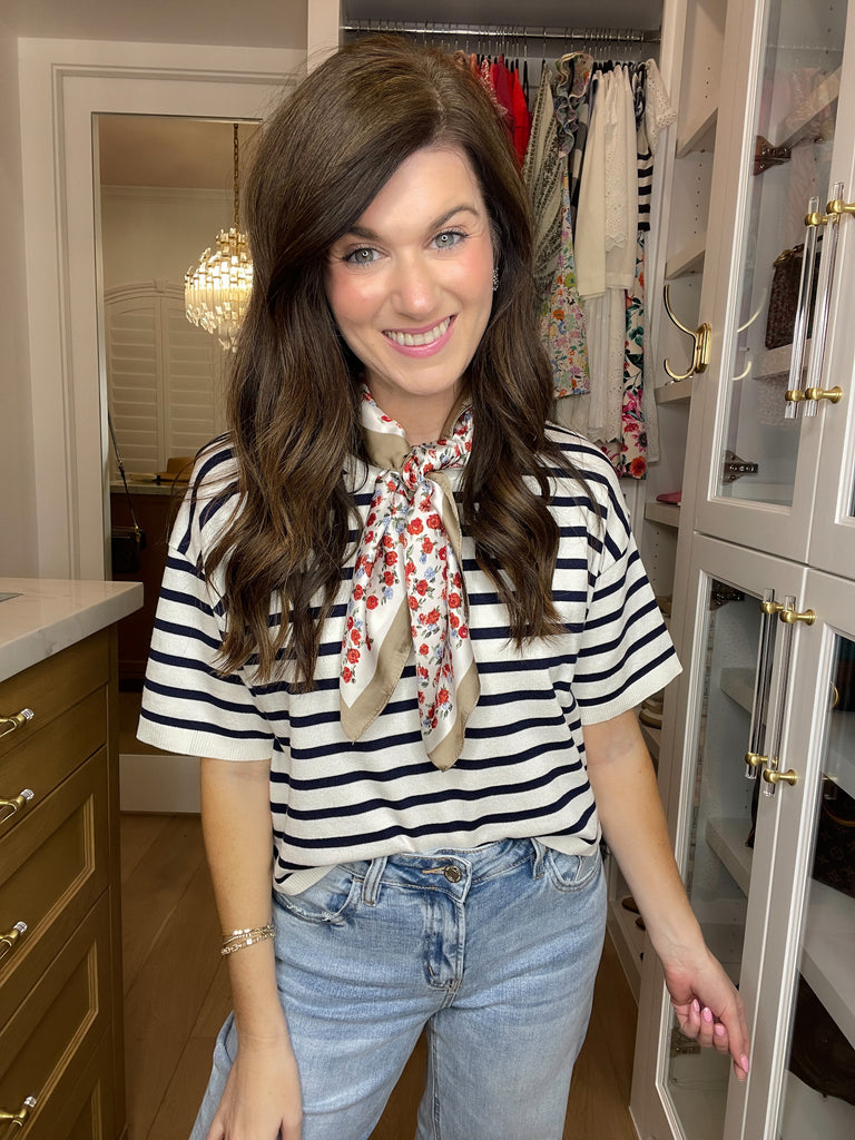 Running on Sunshine Cropped Knit Top in Navy