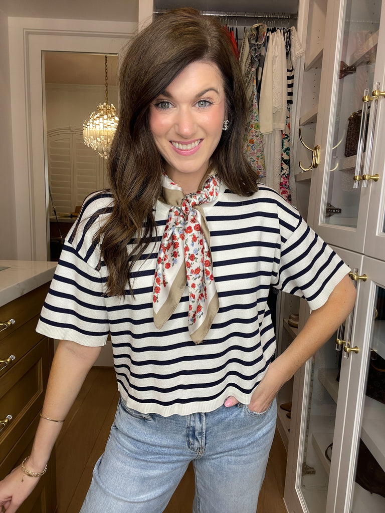 Running on Sunshine Cropped Knit Top in Navy