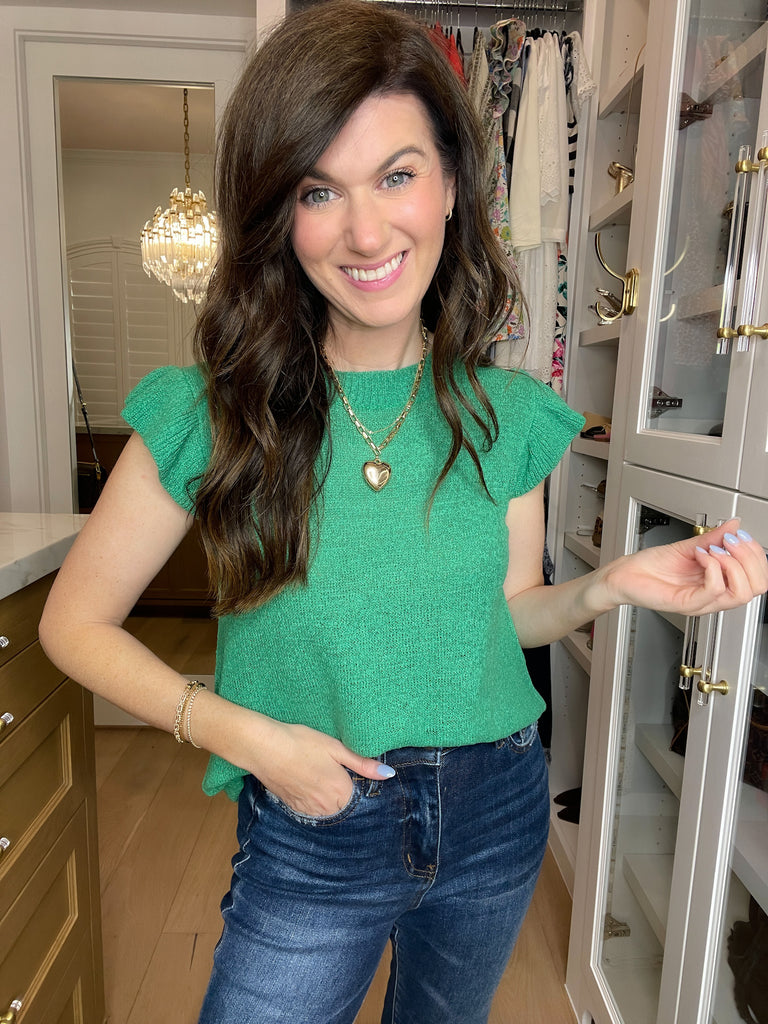 Sweet Haven Knit Top in Kelly Green