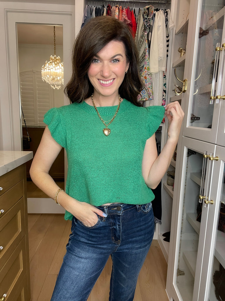 Sweet Haven Knit Top in Kelly Green