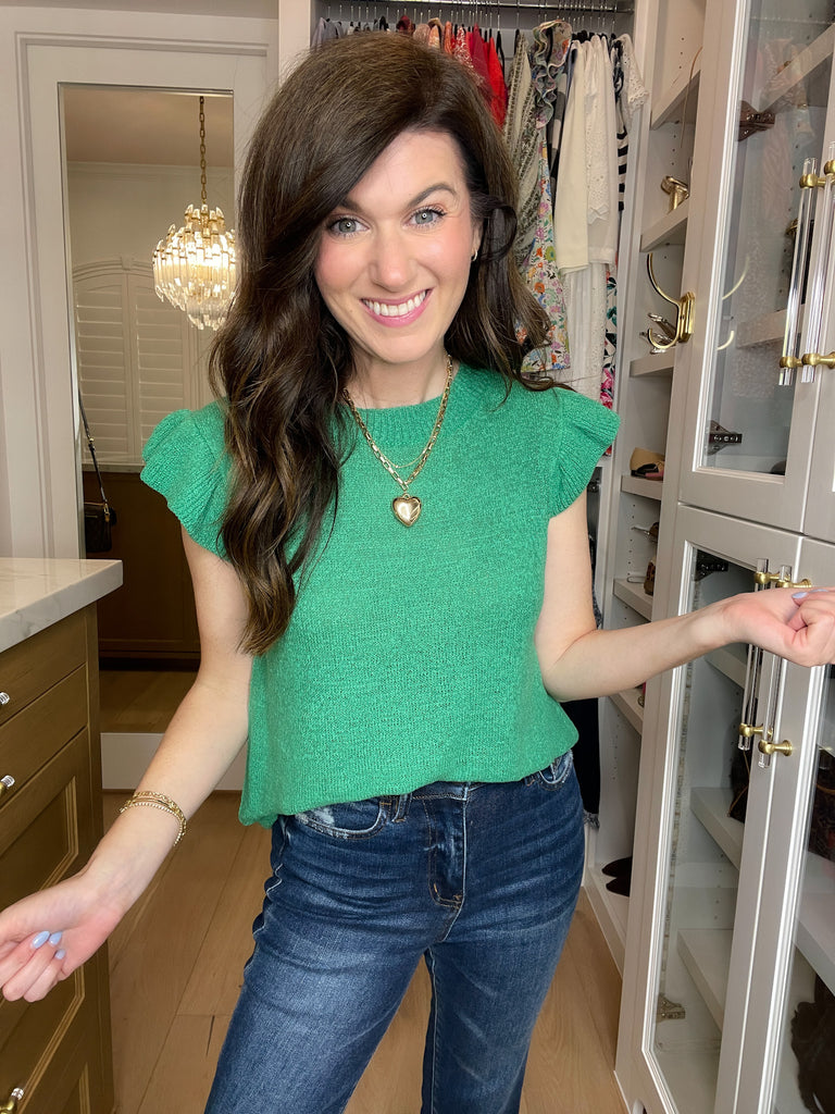 Sweet Haven Knit Top in Kelly Green