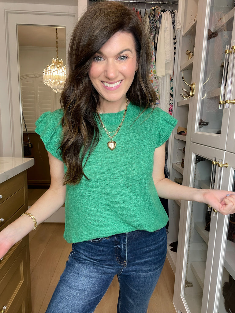 Sweet Haven Knit Top in Kelly Green