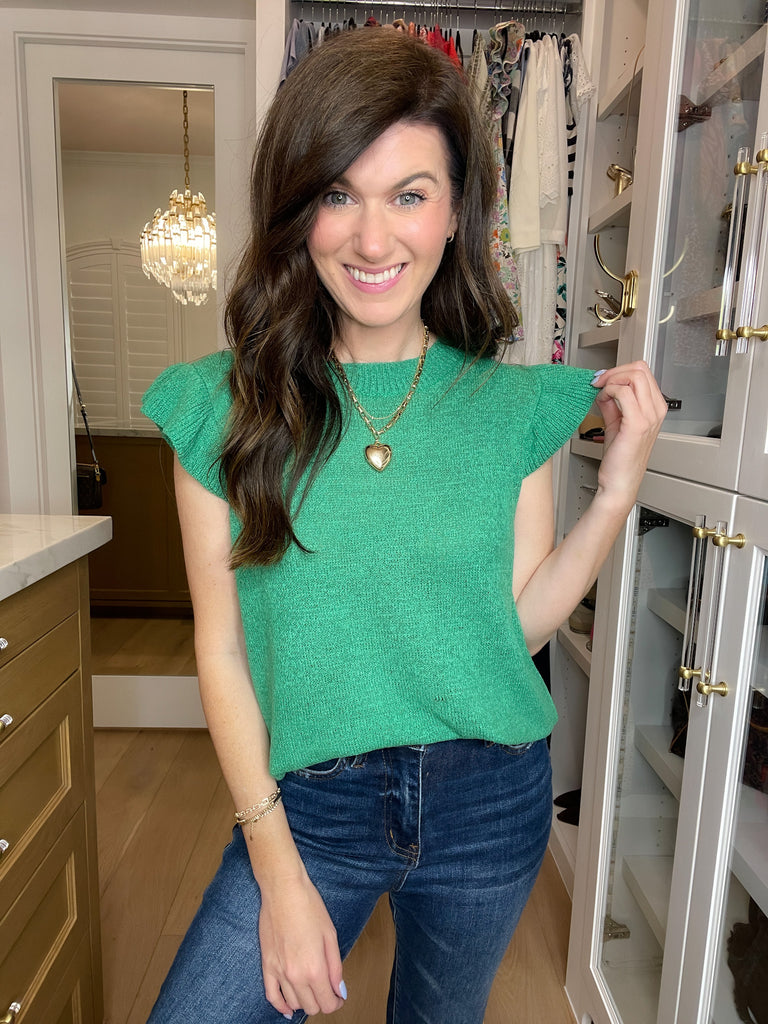 Sweet Haven Knit Top in Kelly Green