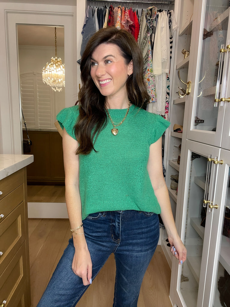 Sweet Haven Knit Top in Kelly Green