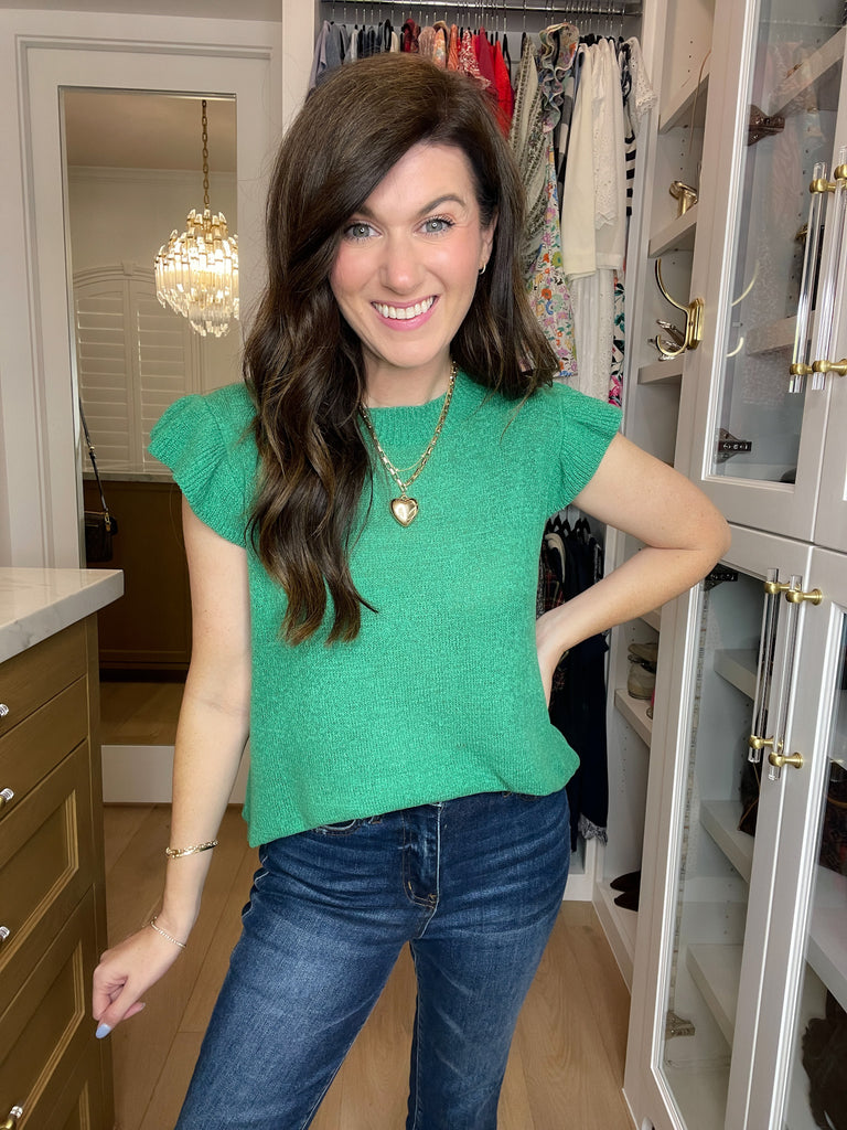 Sweet Haven Knit Top in Kelly Green