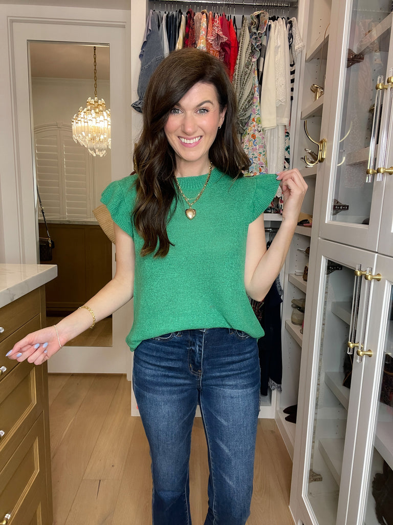 Sweet Haven Knit Top in Kelly Green