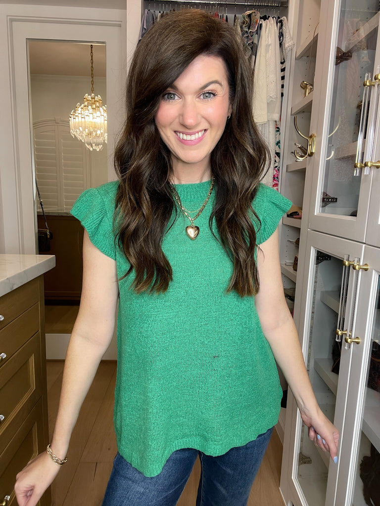 Sweet Haven Knit Top in Kelly Green