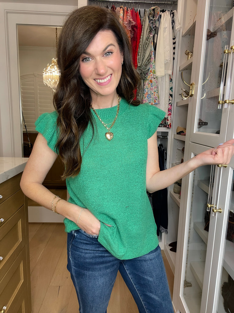 Sweet Haven Knit Top in Kelly Green