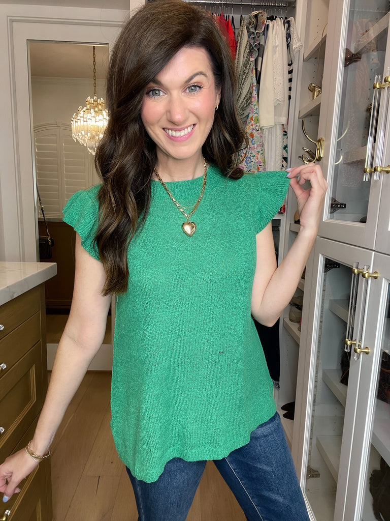 Sweet Haven Knit Top in Kelly Green