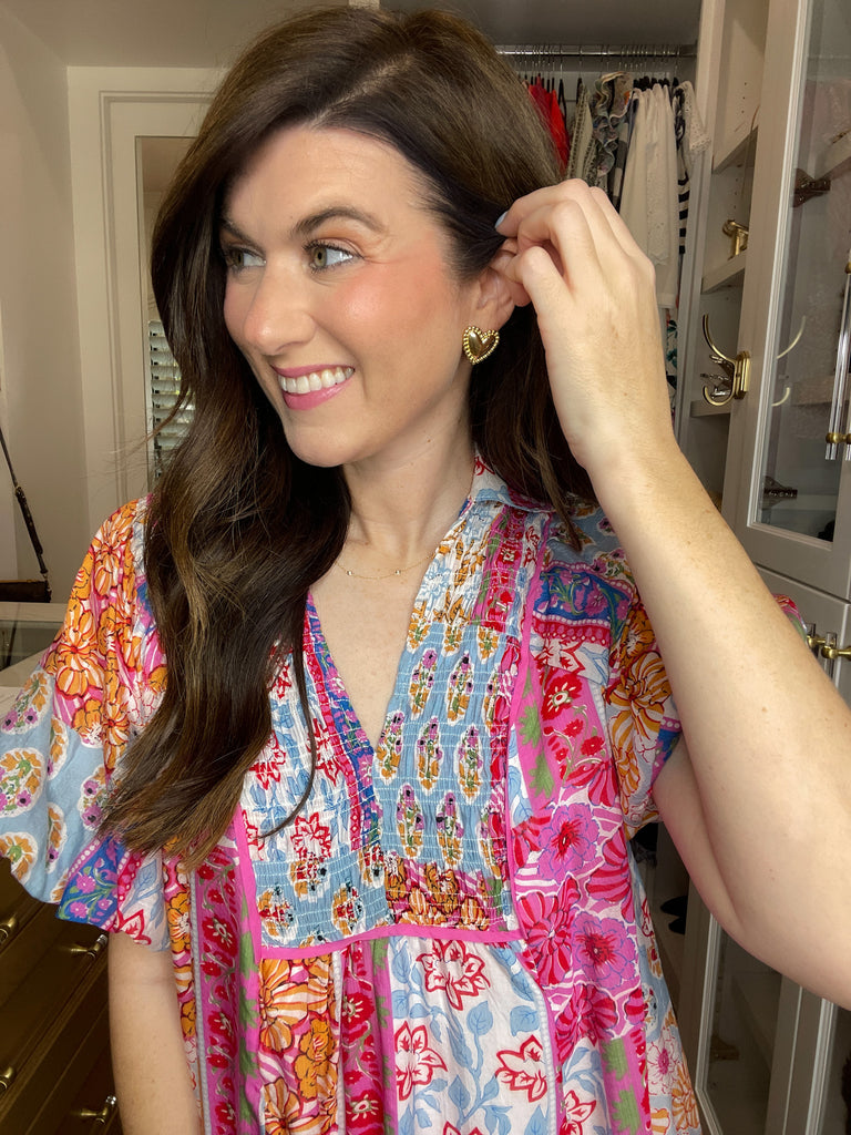 Beaded Heart Earrings in Gold or Silver *Final Sale*