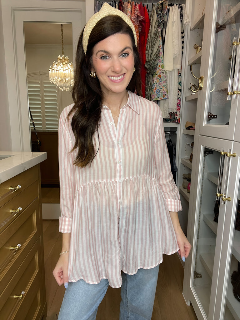 *BELLES & DOORBUSTER* Blushing Belle Button Down *Final Sale*