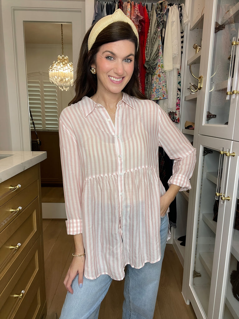 *BELLES & DOORBUSTER* Blushing Belle Button Down *Final Sale*