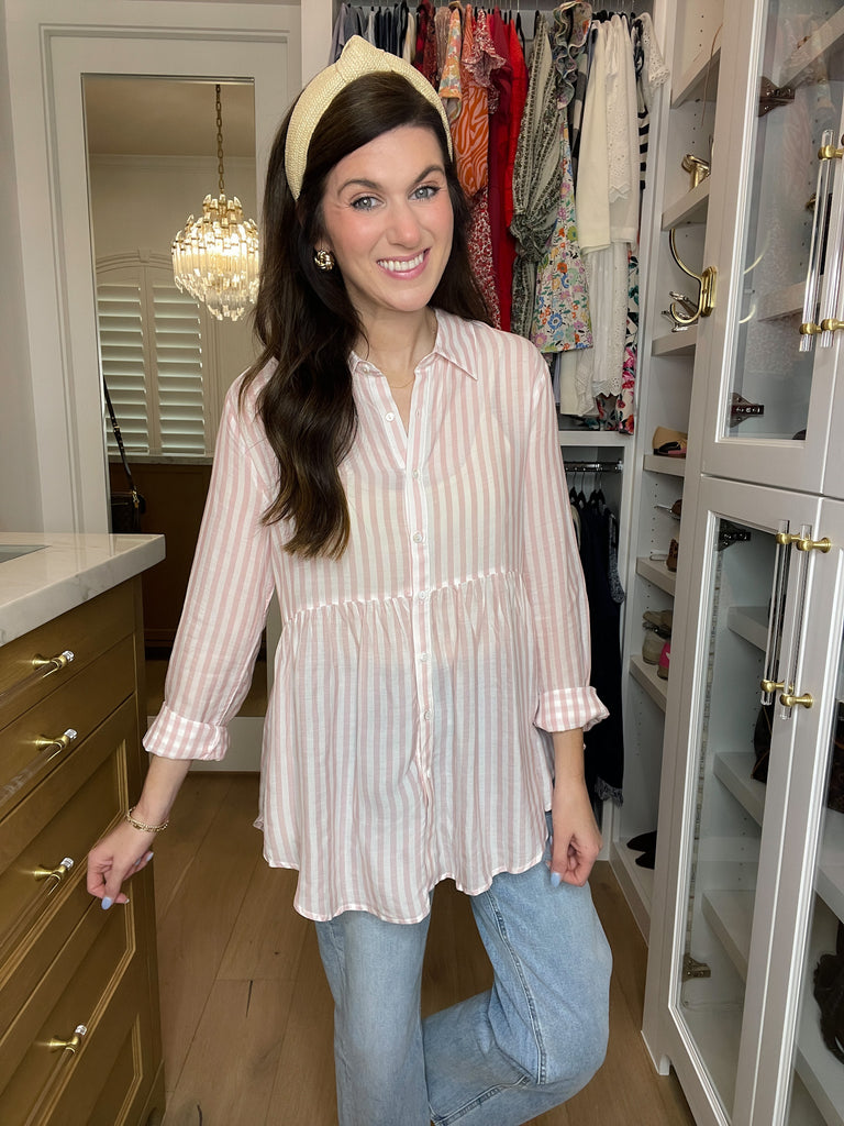 *BELLES & DOORBUSTER* Blushing Belle Button Down *Final Sale*